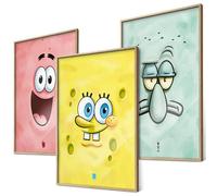 canvea SpongeBob Faces Set di poster - Decorazione da parete per cameretta dei bambini, idea regalo per bambini e adulti, 3 poster A4 (SpongeBob, Patrick & Thaddäus)
