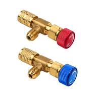 Canxyeun 2 Pièces R410A R22 Adaptateurs de Remplissage Réfrigérant Valve Sécurité Coupleur Rapide Climatiseur 6,35 mm Cuivre Recharge Quick Connect Pompe à Vide Climatisation pour Manomètre HVAC