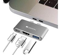 CANYON 3-in-1 Thunderbolt 3 Docking Station Compatibile con MacBook Air e Pro PC, con Hub USB 3.0 e porta HDMI 4K, ricarica e trasferimento dati ad alta velocità