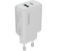 CANYON Ładowarka sieciowa OnCharge 200 20W 1xPD 1xQC EU Biała