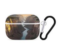 Canyon at Sunset Custodia per AirPod Pro, cover rigida antigraffio in policarbonato con portachiavi, accessorio per AirPod Pro 2°/1° custodia per donne e uomini, stile bianco