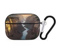 Canyon at Sunset Custodia per AirPod Pro, cover rigida antigraffio in policarbonato con portachiavi, accessorio per AirPod Pro 2°/1° custodia per donne e uomini, stile nero