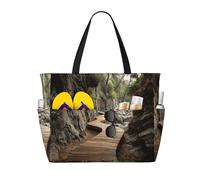 Canyon Boardwalk Print - Borsa da viaggio da spiaggia di grande capacità, impermeabile, con cerniera e tasca, borsa tote per viaggi, shopping, piscina