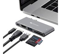CANYON - Docking Station Thunderbolt 3 - Hub USB tipo C con lettore di schede di memoria TF e SD, Porta USB 3.0, Uscita 4K HDMI, Ricarica e trasferimento dati ultra rapido, Per MacBook Air e Pro