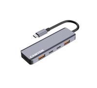 CANYON DS-18 Hub USB-C 5 in 1, 5 porte per laptop, smartphone, tablet, trasferimento dati ad alta velocità fino a 10 Gbps, design compatto, compatibile con Windows, MacOS, Android, grigio