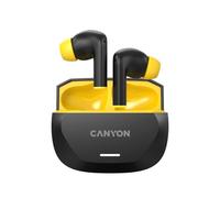 CANYON Hexagon 7 True Wireless Cuffie TWS con ANC & ENC, Bluetooth 5.4, ricarica wireless, durata della batteria 27h, Multipoint, Touch Control, nero/giallo