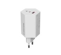 CANYON HEXAGON - Caricatore da parete 65 GaN da 65 W, 2 porte USB-C PD e porta QC USB-A, adattatore di alimentazione UE a ricarica rapida a 3 porte, bianco