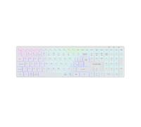 CANYON HKB-W11 - Tastiera wireless RGB, Dual Mode 2,4 GHz e Bluetooth, layout UK/US, ricaricabile, 1600 mAh, interruttore a forbice, full size con tastierino numerico, bianco