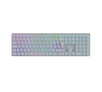 CANYON HKB-W11 - Tastiera wireless RGB, Dual Mode 2,4 GHz e Bluetooth, layout UK/US, ricaricabile, 1600 mAh, interruttore a forbice, dimensioni complete con tastierino numerico, grigio