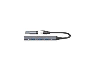 Canyon OnHub 02 Hub USB-C a 4 porte - Hub compatto e universale grigio per computer, tablet e smartphone USB-C e USB-A - 4 porte USB-A per trasferimento dati