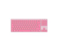 CANYON OnType 10 - Tastiera meccanica a basso profilo TKL, cablata, USB-C, retroilluminazione bianca, 19 modalità, interruttore silenzioso, tasti multimediali, layout EN, rosa