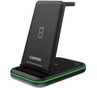CANYON Pieghevole Caricatore Wireless 3 in 1 Base Ricarica iPhone Apple Watch Airpods per iPhone 14/13/12/11/X/8 Airpods 2/3/Pro Apple Watch 8/7/SE/6/5/4/3/2 Adattatore 18W Perfetto per i Viaggi