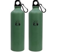 Cao - Borraccia ART 0,75 litri in alluminio, colore verde, altezza 25 cm, diametro 7,3 cm (Confezione da 2)