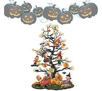 CaOJing Albero di Halloween illuminato, It's The Great Pumpkin, albero da tavolo illuminato di Halloween con luce a LED per decorazioni pendenti per feste di Natale (senza luce)