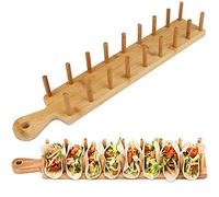CaOJing Supporto Tacos In Legno, Supporto Per Vassoio Di Supporto Di Taco In Bambù Può contenere Fino a 8 Tacos Ognuno, Per Servire Vassoi Di Tacos Stile Alimentare Con Guscio Morbido (1)