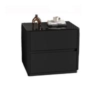 CAOJLjiaxiang-2012 Comodini Comodino in legno per camera da letto, comodino, ripostiglio per la casa, armadio in vetro con doppio cassetto, parte superiore nera (Small)