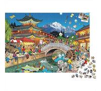 Caos nel canale della città antica di Lijiang Puzzle in Legno Impermeabile DIY Puzzles Da 1000 Pezzi Regali Per Adulti Impossibili Giochi Di Impegnativi