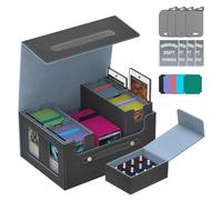 Caossuixin Trading Card Storage Box 6 in 1 per Commander Display,Scatola per carte da collezione con vassoio per dadi per MTG, in pelle PU magnetica MTG Deck Box con 4 top loader e 24 divisori per
