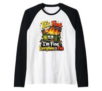 Caotico Cassonetto Fuoco Sarcastico Tutto Ok Maglia con Maniche Raglan