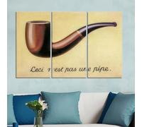 CAOXTART Dipinto di Magritte Pipe, murale Pop Art, Ceci n'est pas une pipe, stampe su tela surrealiste, poster per arredamento moderno, 50x100cmx3 senza cornice