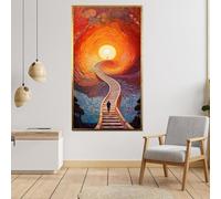 CAOXTART Dipinto su tela Viaggio verso il sole, tramonto su un sentiero surreale, poster e stampe di paesaggi da sogno, murale per la decorazione della casa (70x130 cm/senza cornice)