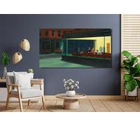 CAOXTART Edward Hopper Nighthawks, dipinto a olio su tela, stampa da parete, poster, opera d'arte del realismo americano classico, decorazione da parete per la casa (20x40 cm/cornice interna)