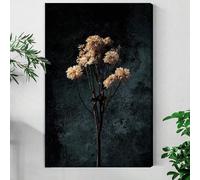 CAOXTART Fiori appassiti, sfondo scuro, dipinto su tela realistico in stile natura morta per la decorazione del soggiorno, poster, stampe artistiche (40x60 cm/cornice interna)