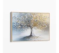 CAOXTART Immagini di alberi della vita, natura morta estetica, pittura a olio astratta, poster di alberi in oro e argento | Decorazione da parete per soggiorno, 70x110 cm, senza cornice