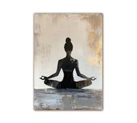 CAOXTART Immagini di pose yoga minimaliste zen, dipinti su tela, poster con silhouette yoga - Opera d'arte per la decorazione della casa con meditazione (60x90 cm/senza cornice)