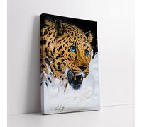 CAOXTART Maestoso leopardo con occhi azzurri, dipinto su tela - Poster e stampe di ritratti di animali astratti, decorazione estetica da parete per la casa (60x90 cm/senza cornice)