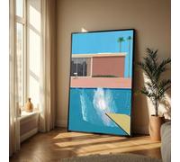 CAOXTART Moderna tela da parete con schizzi di piscina, opera d'arte di David Hockney, dipinto minimalista per la casa, poster e stampe con schizzi di acqua blu (70x110 cm/senza cornice)