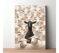 CAOXTART Pecore nere tra pecore bianche, quadri su tela, stampe artistiche uniche e graziose, per la decorazione del soggiorno (30x40 cm/cornice interna)