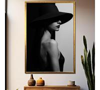 CAOXTART Poster e stampe del profilo di una donna, immagini di cappelli neri, elegante dipinto a olio su tela con estetica minimalista (50x70 cm/senza cornice)
