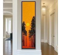 CAOXTART Poster e stampe Tramonto nella foresta, quadri su tela verticali: stampa minimalista di un dipinto naturalistico, opera d'arte paesaggistica moderna (55x165 cm/senza cornice)