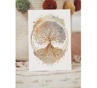 CAOXTART Quadro su tela Albero della vita - Decorazione per pensieri positivi, stampa ad acquerello, poster ispiratore per arredamento Zen (50x75 cm/cornice interna)