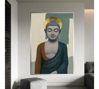 CAOXTART Quadro su tela con Buddha, dipinto di Buddha sereno e pacifico, poster e stampe di calma e serenità per soggiorno e arredamento (20x30 cm/senza cornice)