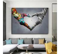 CAOXTART Quadro su tela con mani e segno del cuore, graffiti murali, poster e stampe pop art con segno dell'amore, per soggiorno, decorazione da parete per la casa (30x40 cm/senza cornice)