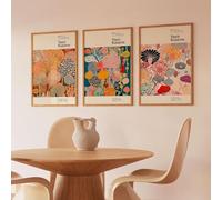 CAOXTART Set di 3 poster ispirati a Yayoi Kusama | Stampe giapponesi moderne senza cornice | Poster a pois di qualità | Stile metà secolo (50x70 cm x 3/cornice interna)