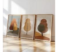 CAOXTART Set di 3 quadri astratti, con motivi botanici e floreali, stile boho, perfetti per decorare pareti di ingresso, sala da pranzo o ufficio (70x110 cm x 3 pezzi/cornice interna).