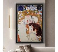 CAOXTART Stampa artistica su tela - Il bacio di Gustav Klimt, dipinto a olio, per la decorazione delle pareti del soggiorno, poster e stampe floreali dorate (40x60 cm/cornice interna)