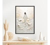 CAOXTART Stampe astratte con texture, quadri su tela raffiguranti Gesù, elegante figura che cammina verso la luce, poster decorativo (50x70 cm/cornice interna)