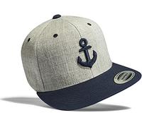 cap: Ancora - Flexfit Classic Snapback Basecap con Ricamo in 3D- Pesce - Pescatore - Berretto - Cappello - Hip Hop Rap - Regalo Capitano - Urban Streetwear (Grigiore)