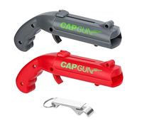Cap Gun Apribottiglie 2 confezioni apribottiglie bottiglia tappo bottiglia gun shooter gun launcher opener pistola per coperchio birra per casa bar party (grigio + rosso)