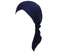 Cap Musulmano Turbante Stretch Hat Wrap Cap Perdita Testa Donne Caps Cappelli Alla Moda Donne, Marina Militare, Taglia unica