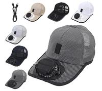 cap with Fan Solar Rechargeable Peak cap, Breathable Baseball cap with Solar Fan, 3-Speed USB Cooling, Unisex Fishing Camping Hiking Running And Outdoor Activities (Dark Gray)