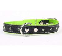 Capadi K0125 Collare per Cani Decorato con Pietre di Cristallo Colorate, Morbido e Resistente, in Vera Pelle, Verde, Larghezza 30 mm, Lunghezza 60 cm