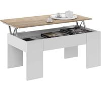 Kit tavolo caffe elev. 50x100x45/56h rovere/bianco