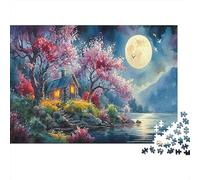 Capanna alla luce della luna Puzzle 1000 Pezzi Capanna accogliente sul lago illuminato dalla luna, regalo perfetto, puzzle decompressivo, educativo, divertente, decorazione casa