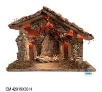 CAPANNA GROTTA VUOTA CON LUCI SCENARIO PER PRESEPE CM 42X19X30 H SU BASE 77277