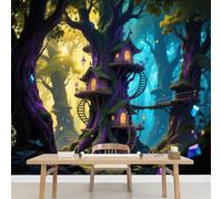 Capanna Nella Foresta Carta da Parati Murale Albero Natura Sognante Autoadesiva Grande Fotomurali Soggiorno Camera Da Letto Tv Ufficio Ristorante Murales Decorazione Per La Casa 826x589cm